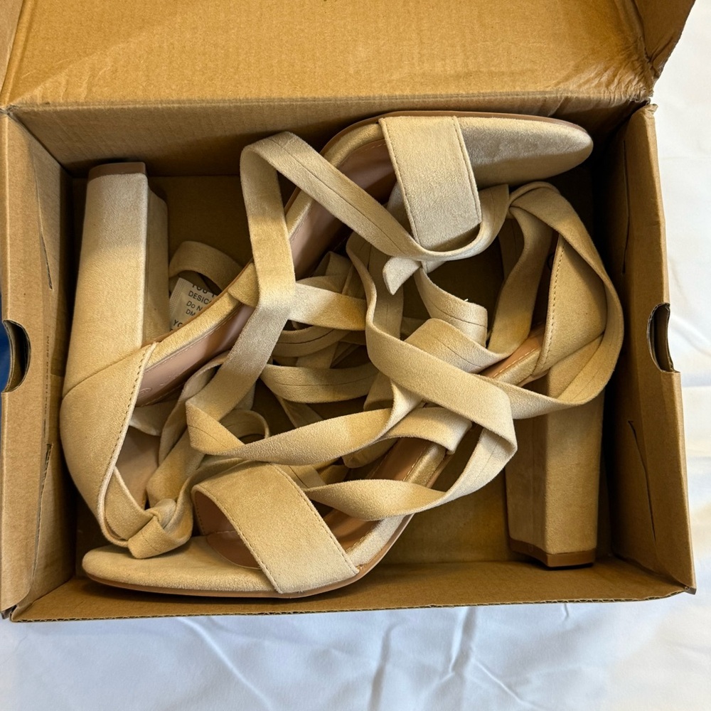 Elegant Cream Block Heel Sandals